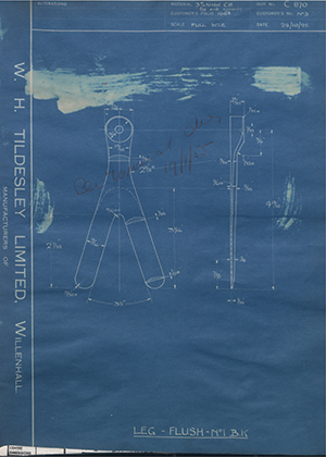 J.E Hanger & Co LTD No3 Leg - Flush - No1 - BK WH Tildesley Forging Technical Drawing