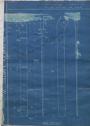 J.E Hanger & Co LTD No4 / No5 Leg - No2 - BK WH Tildesley Forging Technical Drawing