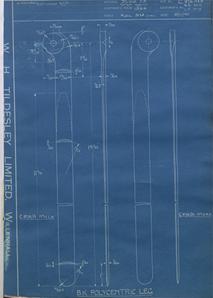 J.E Hanger & Co LTD RH No13 / LH No12 BK Polycentric Leg WH Tildesley Forging Technical Drawing