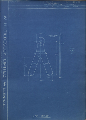 J.E Hanger & Co LTD  Side Strap WH Tildesley Forging Technical Drawing