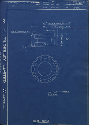 J.E Shay LTD 1000745/2 / 1000745/4 Guide Roller WH Tildesley Forging Technical Drawing