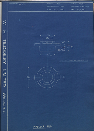 J.E Shay LTD CX10165 Impeller Hub WH Tildesley Forging Technical Drawing