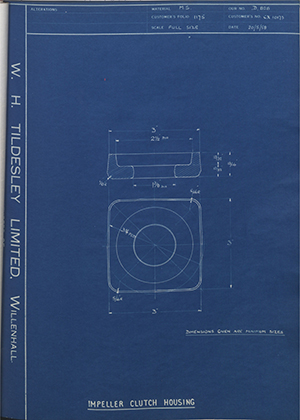 J.E Shay LTD CX10173 Impeller Clutch Housing WH Tildesley Forging Technical Drawing