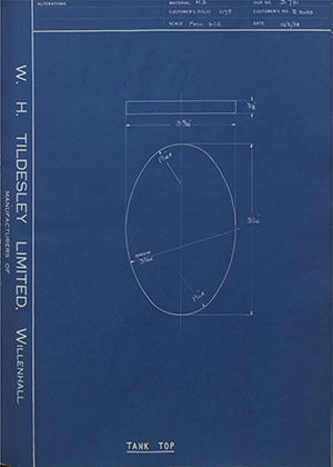 J.E Shay LTD R3035 Tank Top WH Tildesley Forging Technical Drawing