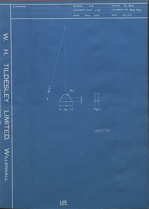 J.E Shay LTD RSD973 Lug WH Tildesley Forging Technical Drawing