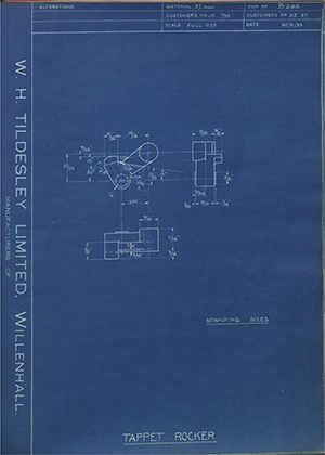 James Cycle Company LTD HE57 Tappet Rocker WH Tildesley Forging Technical Drawing