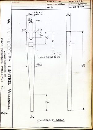 James Gibbons LTD B7000 Adjustable Strap WH Tildesley Forging Technical Drawing