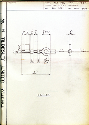 James Gibbons LTD  Key 54 WH Tildesley Forging Technical Drawing