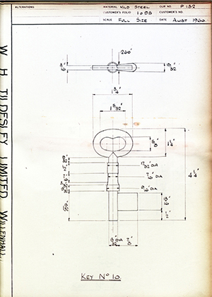 James Gibbons LTD  Key No10 WH Tildesley Forging Technical Drawing