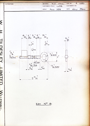 James Gibbons LTD  Key No13 WH Tildesley Forging Technical Drawing