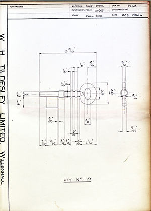 James Gibbons LTD  Key No19 WH Tildesley Forging Technical Drawing