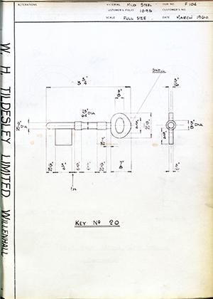 James Gibbons LTD  Key No20 WH Tildesley Forging Technical Drawing