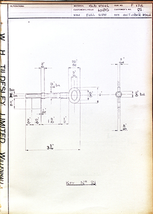 James Gibbons LTD  Key No21 WH Tildesley Forging Technical Drawing