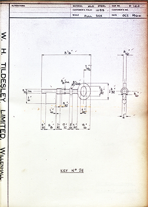 James Gibbons LTD  Key No24 WH Tildesley Forging Technical Drawing