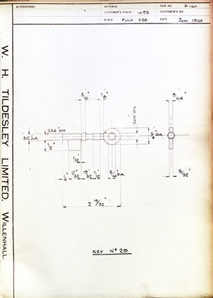 James Gibbons LTD  Key No29 WH Tildesley Forging Technical Drawing