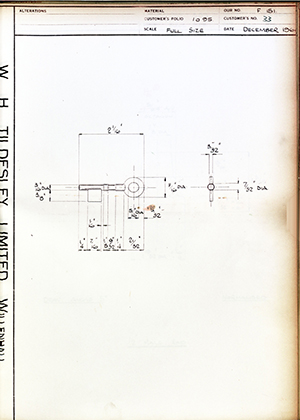 James Gibbons LTD  Key No33 WH Tildesley Forging Technical Drawing