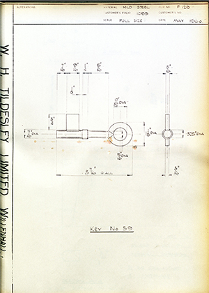 James Gibbons LTD  Key No59 WH Tildesley Forging Technical Drawing