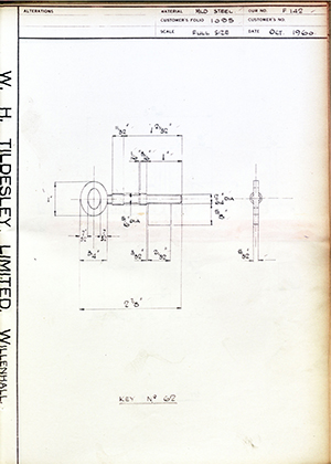 James Gibbons LTD  Key No62 WH Tildesley Forging Technical Drawing