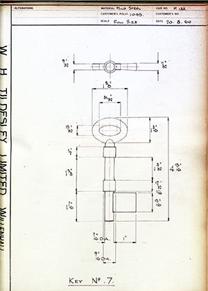 James Gibbons LTD  Key No7 WH Tildesley Forging Technical Drawing