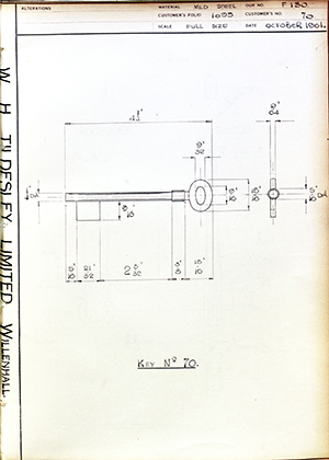 James Gibbons LTD  Key No70 WH Tildesley Forging Technical Drawing