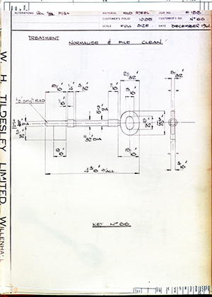 James Gibbons LTD No66 Key No66 WH Tildesley Forging Technical Drawing