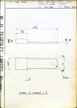 James Gibbons LTD  Number 2 Lockbolt - 1/2" WH Tildesley Forging Technical Drawing