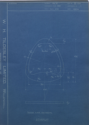 Jebez Cliff & Company  Stirrup WH Tildesley Forging Technical Drawing