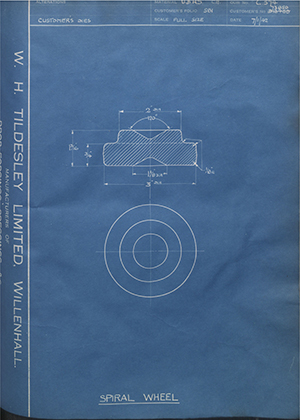 John I Thornycroft & Company LTD D13468 / 73859 Spiral Wheel WH Tildesley Forging Technical Drawing