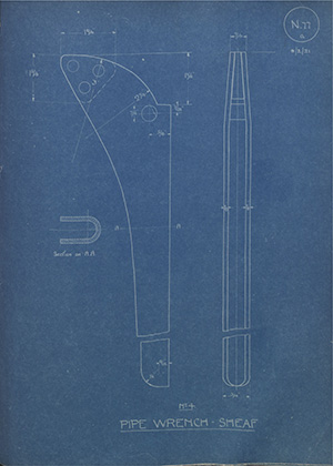 John Shaw & Sons Ltd Pipe Wrench - Sheaf WH Tildesley Forging Technical Drawing