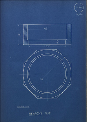 Johnson Mills Hexagon Nut WH Tildesley Forging Technical Drawing