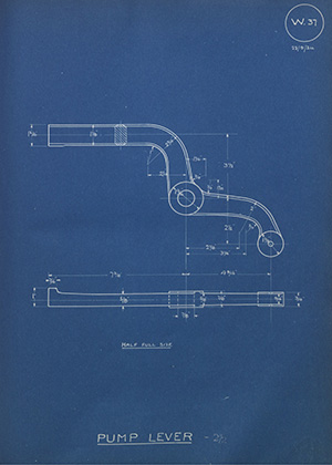 Joseph Evans & Company Ltd Pump Lever - 2 1/2 WH Tildesley Forging Technical Drawing