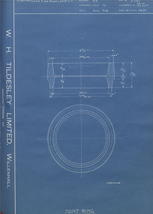 Joseph Sankey & Sons LTD AA1151 / TDF2729 Joint Ring WH Tildesley Forging Technical Drawing