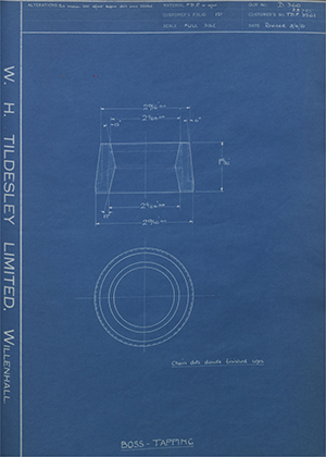 Joseph Sankey & Sons LTD BB785 / TDF3261 Tapping Boss WH Tildesley Forging Technical Drawing