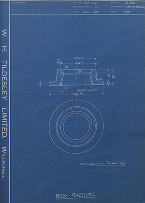 Joseph Sankey & Sons LTD BB787/TDF3263 Racking Boss WH Tildesley Forging Technical Drawing