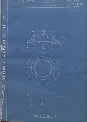 Joseph Sankey & Sons LTD TDF3121 / BB679 Racking Bung WH Tildesley Forging Technical Drawing