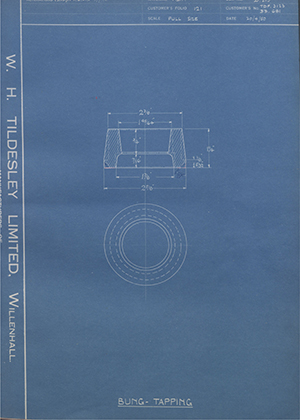 Joseph Sankey & Sons LTD TDF3123 / BB681 Tapping Bung WH Tildesley Forging Technical Drawing