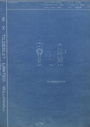 L. H. Newton and Co 0/100 Link WH Tildesley Forging Technical Drawing