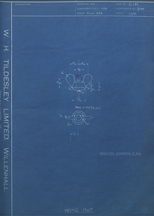 L. H. Newton and Co 0/189 Wing Nut WH Tildesley Forging Technical Drawing