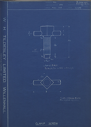 L. H. Newton and Co B966/A Clamp Screw WH Tildesley Forging Technical Drawing