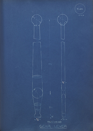 Lagonda LTD 103 Gear Lever WH Tildesley Forging Technical Drawing