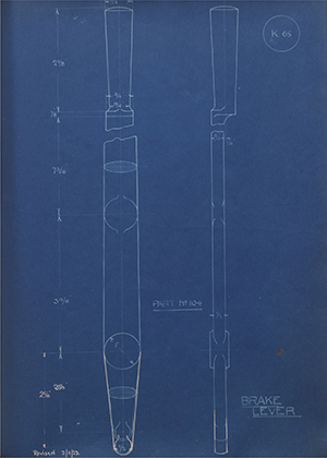 Lagonda LTD 104 Brake Lever WH Tildesley Forging Technical Drawing