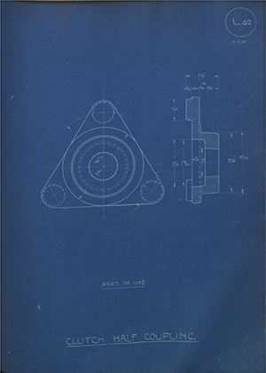 Lagonda LTD 1142 Clutch Half Coupling WH Tildesley Forging Technical Drawing