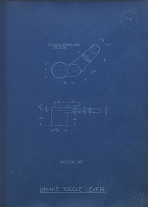 Lagonda LTD 215 Brake Toggle Lever WH Tildesley Forging Technical Drawing