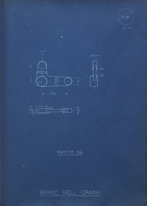 Lagonda LTD 216 Brake Bell Crank WH Tildesley Forging Technical Drawing