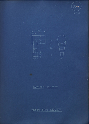 Lagonda LTD Part No 111 DRG No 252 Selector Lever WH Tildesley Forging Technical Drawing