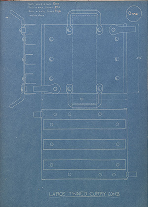 Large Tinned Curry Comb WH Tildesley Forging Technical Drawing