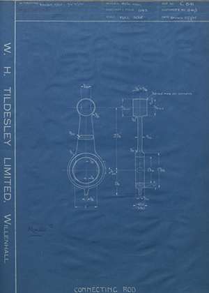 Levis Compressors LTD 841/1 Connecting Rod WH Tildesley Forging Technical Drawing