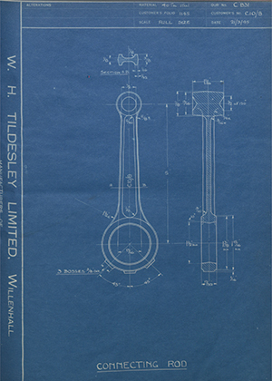 Levis Compressors LTD C10/8 Connecting Rod WH Tildesley Forging Technical Drawing