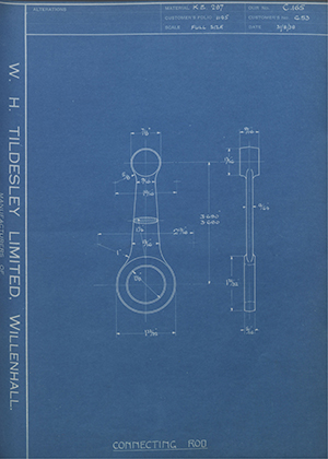 Levis Compressors LTD C53 Connecting Rod WH Tildesley Forging Technical Drawing