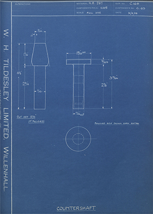 Levis Compressors LTD C63 Countershaft WH Tildesley Forging Technical Drawing